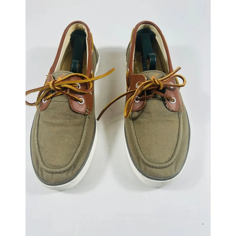 Polo Ralph Lauren Rylander Shoes Men SZ 10 Green Canvas Boat Shoe Preppy Classic